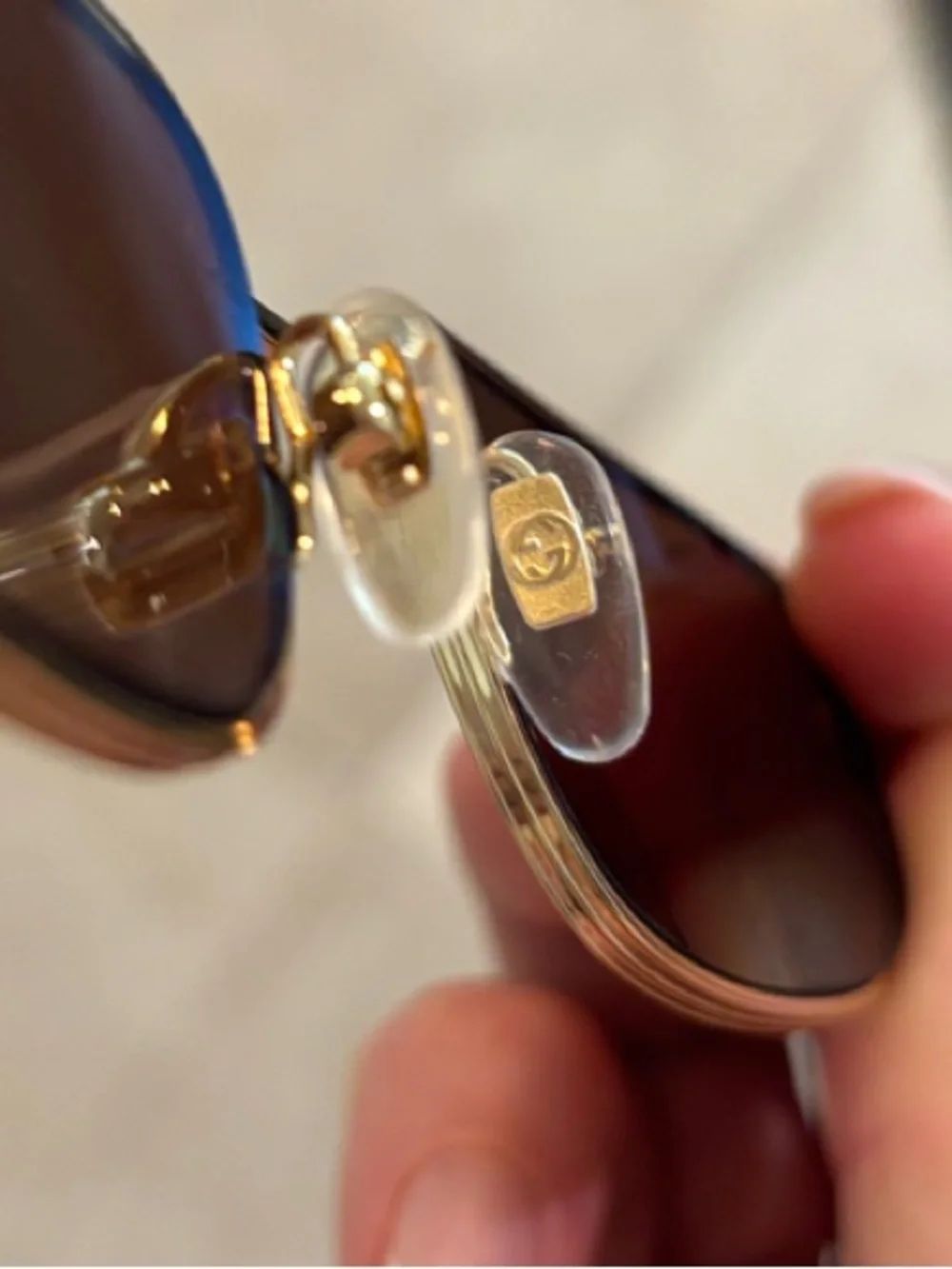 GUCCI GG1457S Eyewear Gold Frame Sunglasses with Brown Prescription Lenses